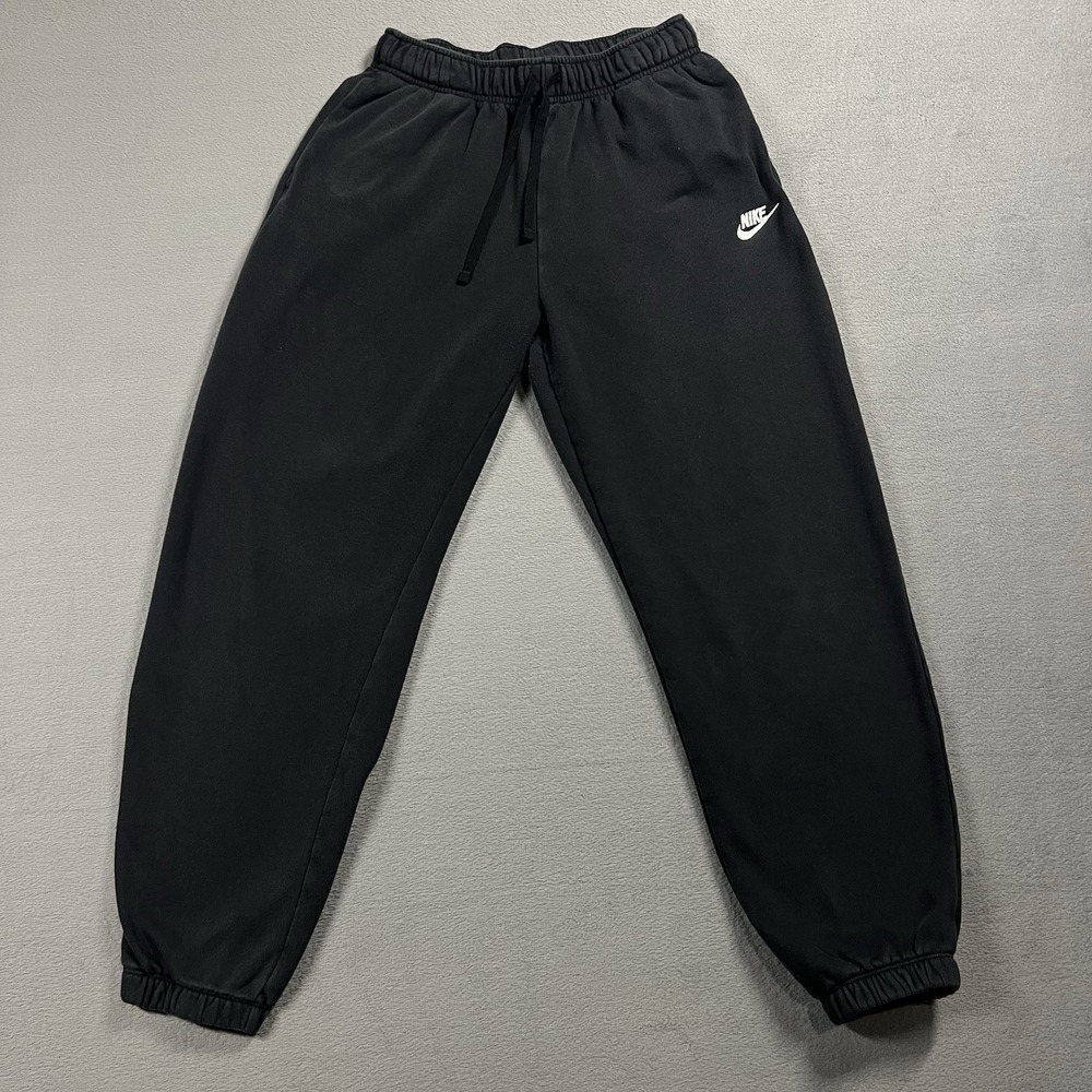 Nike Sweatpants Womens S Black Fleece Oversized Joggers Drawstring Pockets Gym